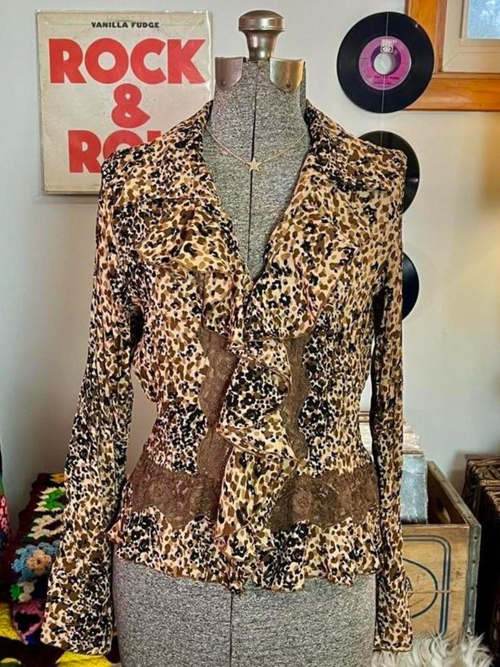 Y2K Leopard Print Blouse
